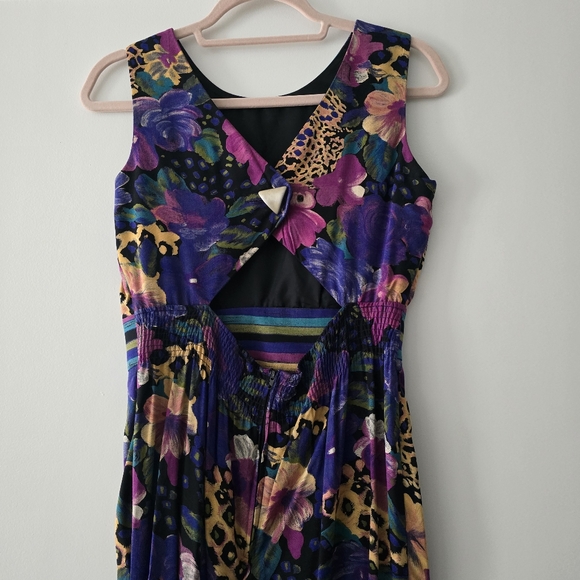 VINTAGE Floral Cheetah Dress Size 4 Petite - Picture 4 of 9